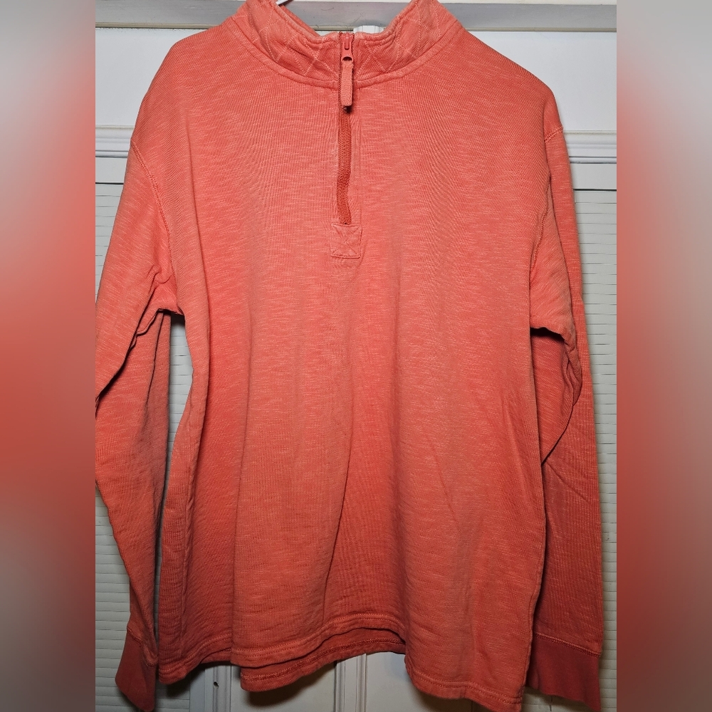 Orvis Men's 1/4 Zip  Pullover Lightweight Sweatshirt Shirt Size Large Orange